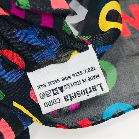 Moschino Vintage Graffiti Black White Pink Silk Scarf Rectangle - Picture 5 of 7